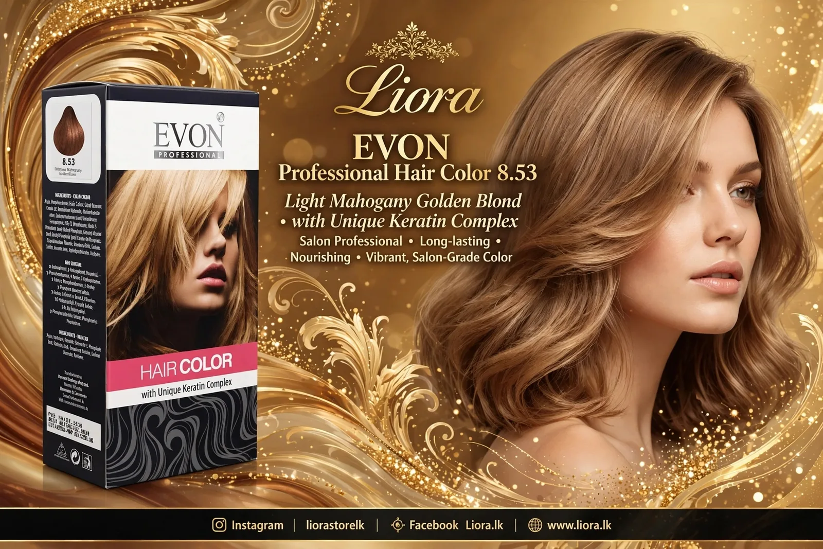 Evon Hair Color 8.53 Light Mahogany Golden Blond