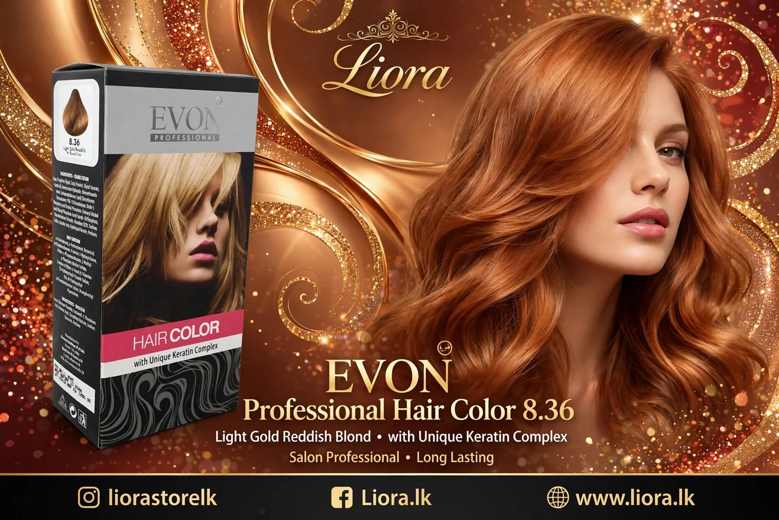 Evon hair color 8.36 Light Gold Reddish Blond