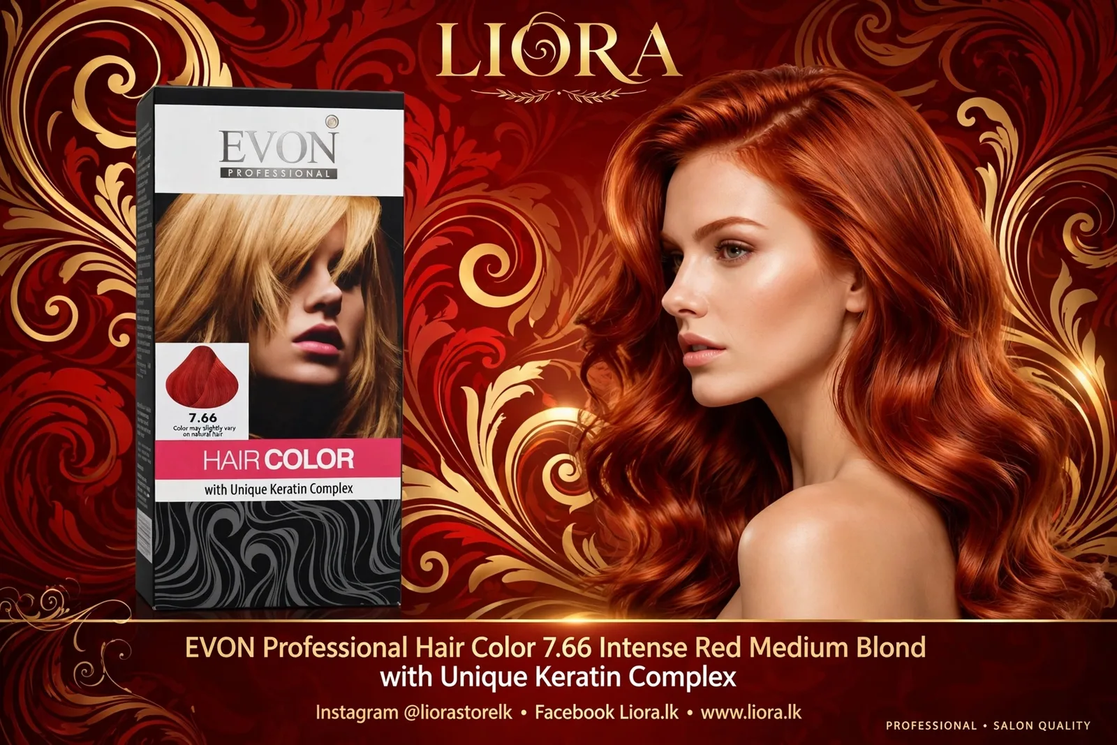 Evon hair color 7.66 Intense Red Medium Blond