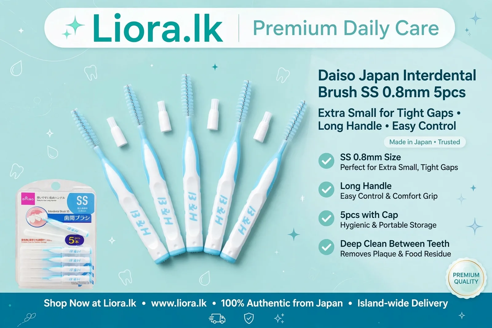 Daiso Interdental Brush SS 0.8mm (5pcs)
