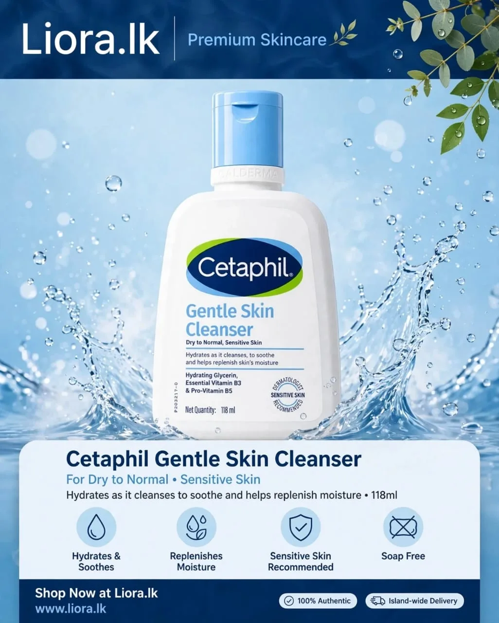 Cetaphil Gentle Skin Cleanser Dry To Normal, Sensitive Skin 118 ml