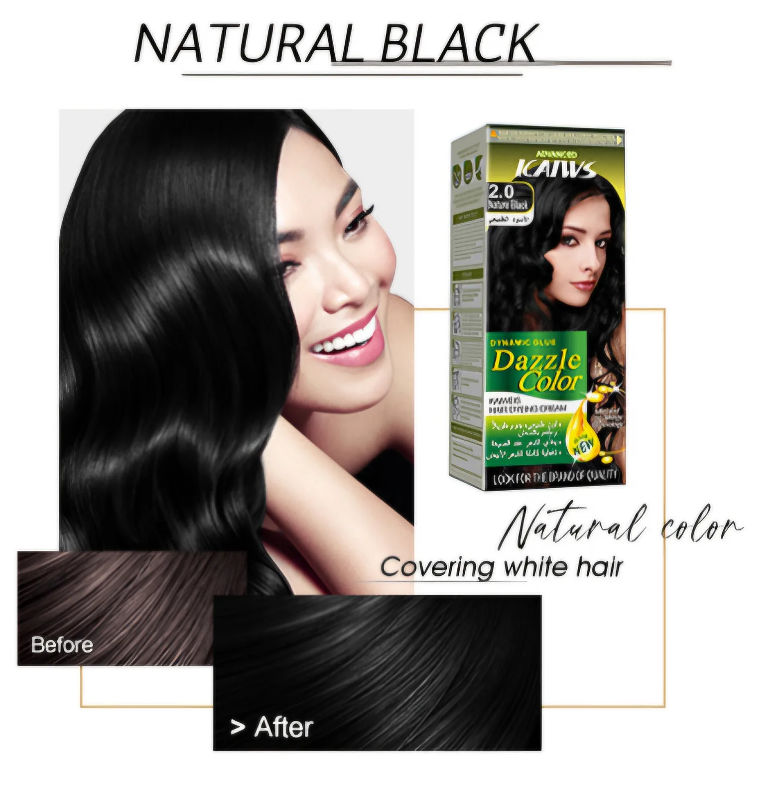 Kaiws 2.0 Natural Black hair dyeing cream.no allergy